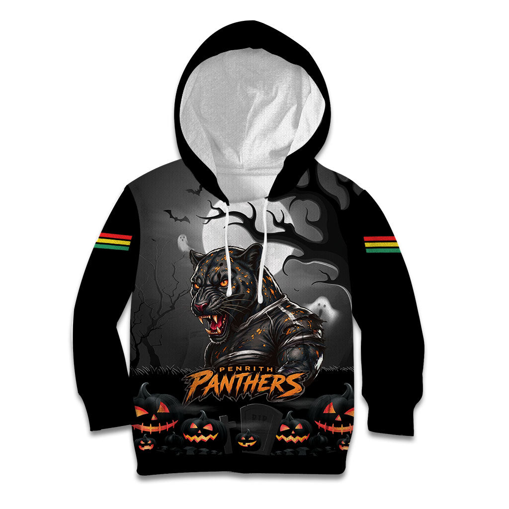 Custom Halloween Penrith Panthers Kid Hoodie Spooky Australia Mascot Rugby