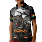 Custom Halloween Penrith Panthers Kid Polo Shirt Spooky Australia Mascot Rugby
