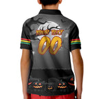 Custom Halloween Penrith Panthers Kid Polo Shirt Spooky Australia Mascot Rugby