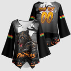 Custom Halloween Penrith Panthers Kimono Sleeve Blouse Spooky Australia Mascot Rugby
