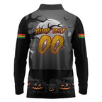 Custom Halloween Penrith Panthers Long Sleeve Polo Shirt Spooky Australia Mascot Rugby