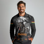 Custom Halloween Penrith Panthers Long Sleeve Polo Shirt Spooky Australia Mascot Rugby