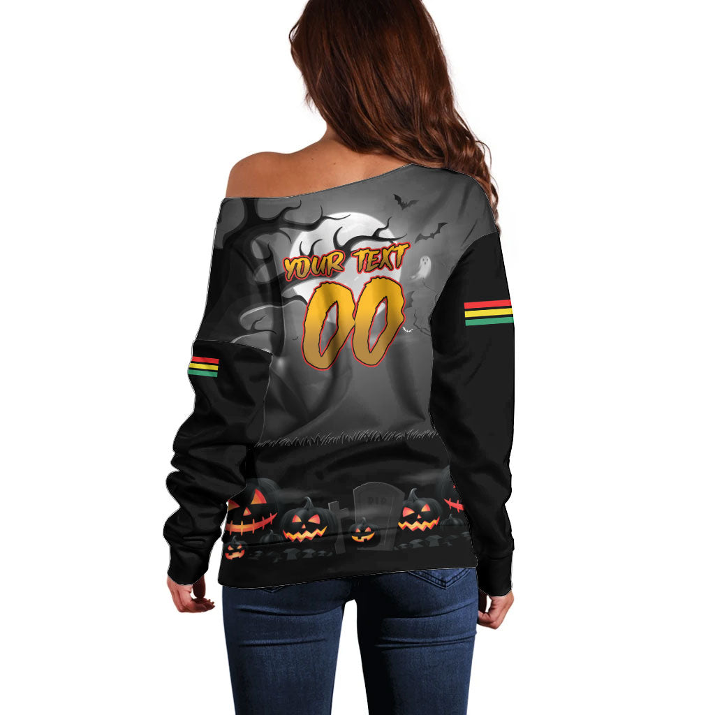 Custom Halloween Penrith Panthers Off Shoulder Sweater Spooky Australia Mascot Rugby
