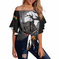 Custom Halloween Penrith Panthers Off Shoulder Wrap Waist Top Spooky Australia Mascot Rugby