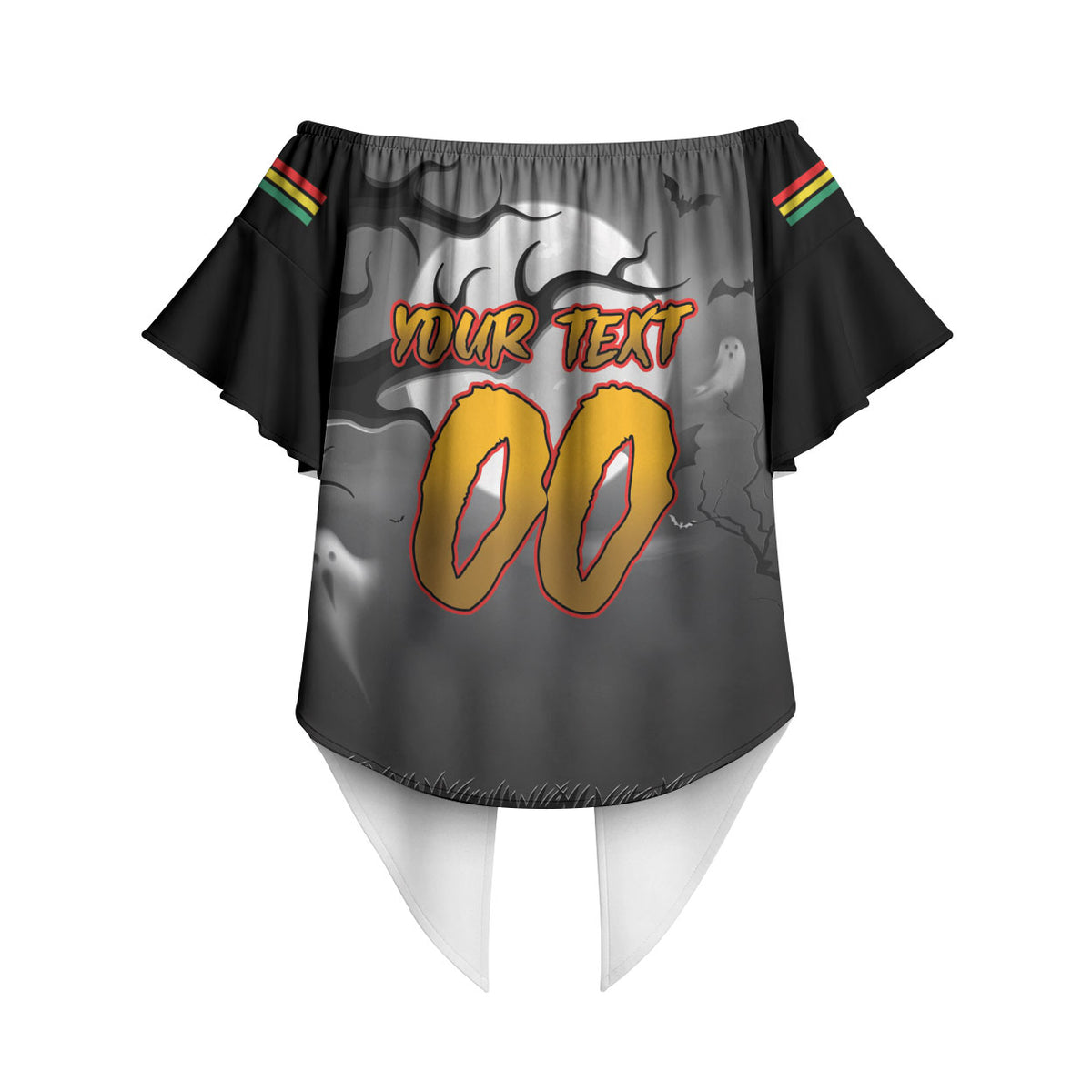 Custom Halloween Penrith Panthers Off Shoulder Wrap Waist Top Spooky Australia Mascot Rugby