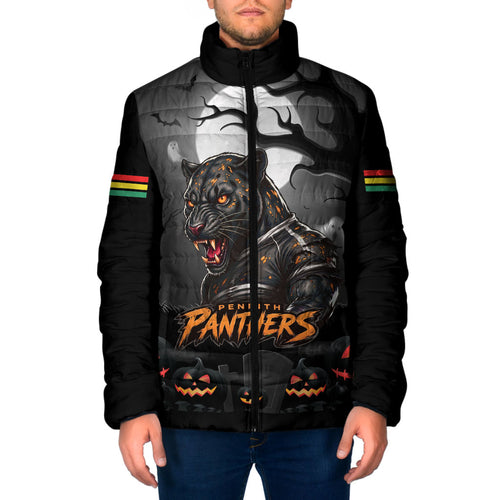 Custom Halloween Penrith Panthers Padded Jacket Spooky Australia Mascot Rugby