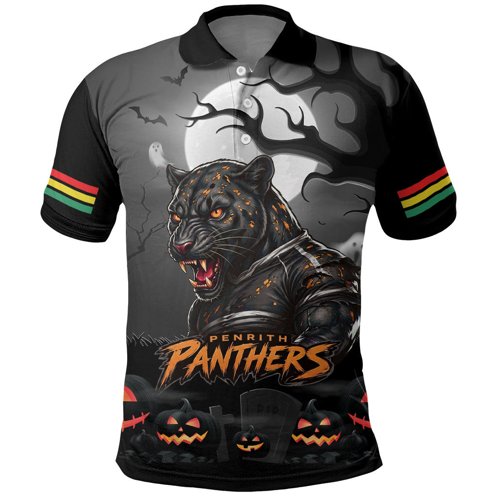 Custom Halloween Penrith Panthers Polo Shirt Spooky Australia Mascot Rugby