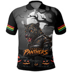 Custom Halloween Penrith Panthers Polo Shirt Spooky Australia Mascot Rugby