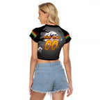 Custom Halloween Penrith Panthers Raglan Cropped T Shirt Spooky Australia Mascot Rugby