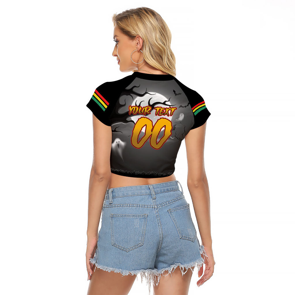 Custom Halloween Penrith Panthers Raglan Cropped T Shirt Spooky Australia Mascot Rugby