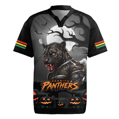 Custom Halloween Penrith Panthers Rugby Jersey Spooky Australia Mascot Rugby