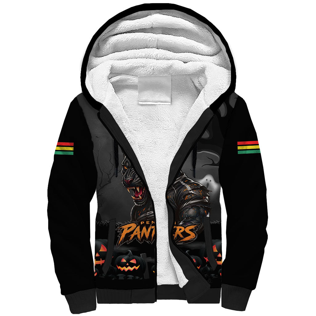 Custom Halloween Penrith Panthers Sherpa Hoodie Spooky Australia Mascot Rugby