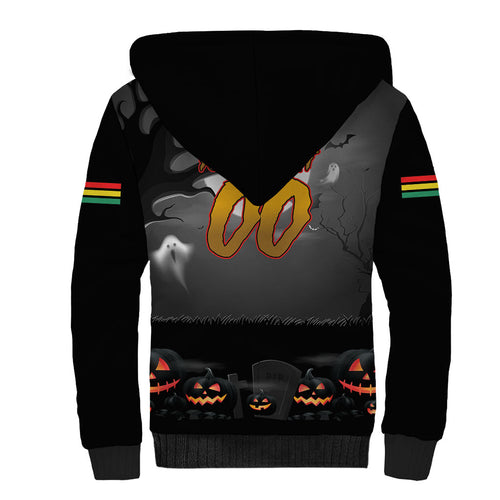 Custom Halloween Penrith Panthers Sherpa Hoodie Spooky Australia Mascot Rugby