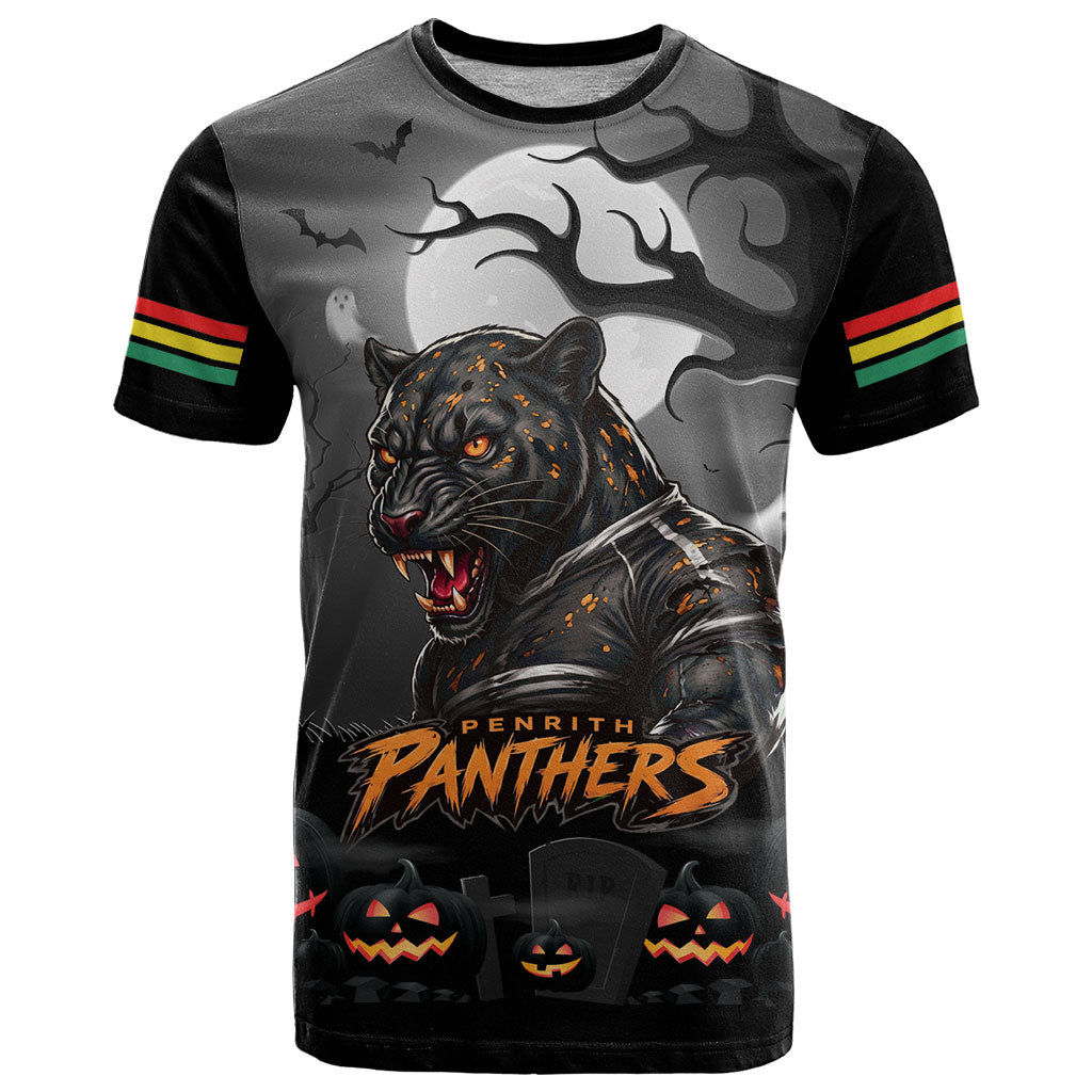 Custom Halloween Penrith Panthers T Shirt Spooky Australia Mascot Rugby