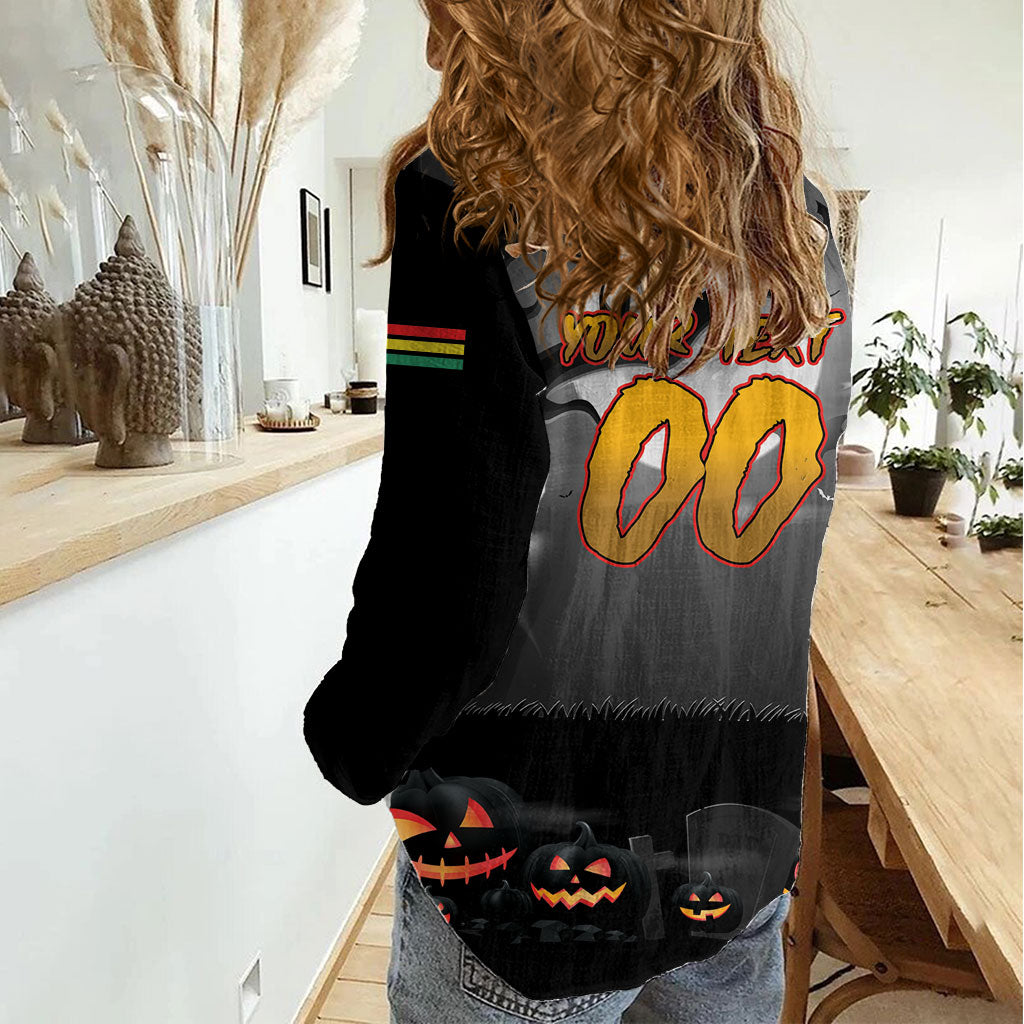 Custom Halloween Penrith Panthers Women Casual Shirt Spooky Australia Mascot Rugby