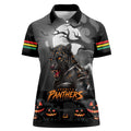 Custom Halloween Penrith Panthers Women Polo Shirt Spooky Australia Mascot Rugby