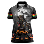 Custom Halloween Penrith Panthers Women Polo Shirt Spooky Australia Mascot Rugby