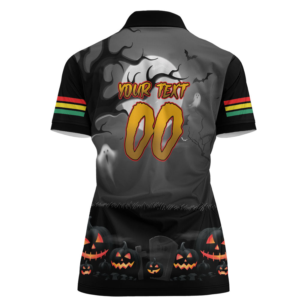 Custom Halloween Penrith Panthers Women Polo Shirt Spooky Australia Mascot Rugby