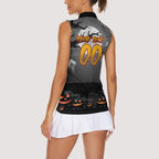 Custom Halloween Penrith Panthers Women Sleeveless Polo Shirt Spooky Australia Mascot Rugby