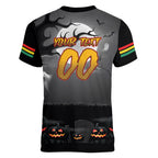 Custom Halloween Penrith Panthers Women V-Neck T-Shirt Spooky Australia Mascot Rugby