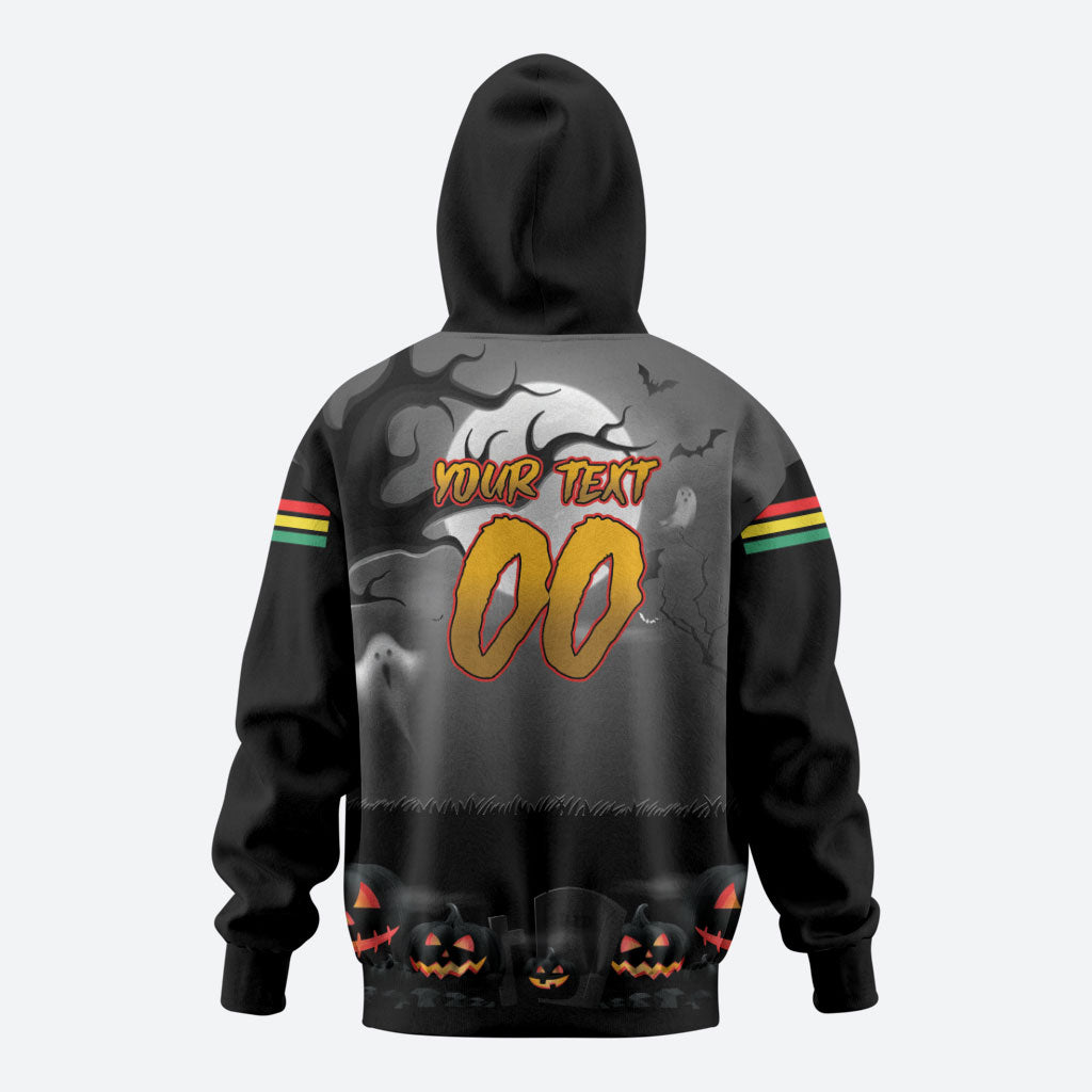 Custom Halloween Penrith Panthers Zip Hoodie Spooky Australia Mascot Rugby