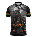 Custom Halloween Penrith Panthers Zipper Polo Shirt Spooky Australia Mascot Rugby