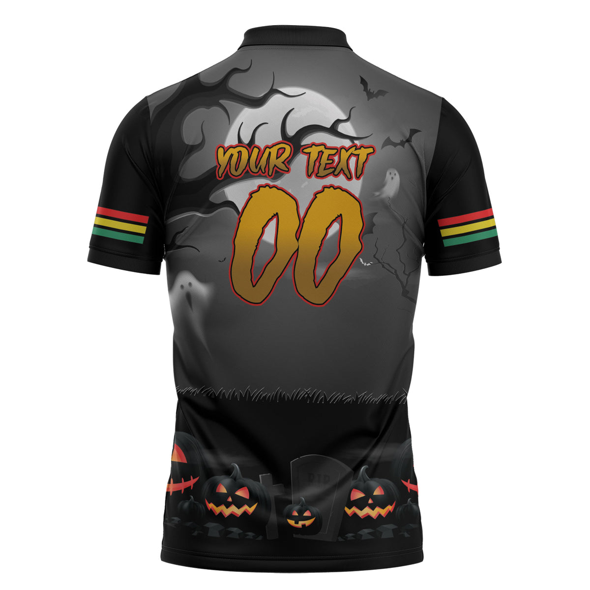 Custom Halloween Penrith Panthers Zipper Polo Shirt Spooky Australia Mascot Rugby