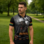 Custom Halloween Penrith Panthers Zipper Polo Shirt Spooky Australia Mascot Rugby