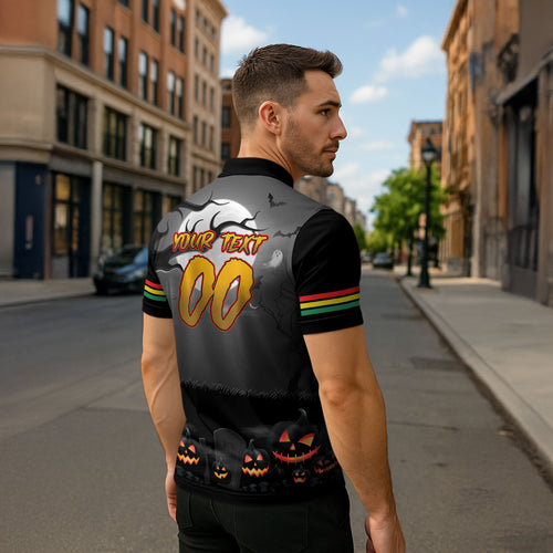Custom Halloween Penrith Panthers Zipper Polo Shirt Spooky Australia Mascot Rugby