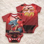Custom Halloween Redcliffe Dolphins Baby Onesie Spooky Australia Mascot Rugby
