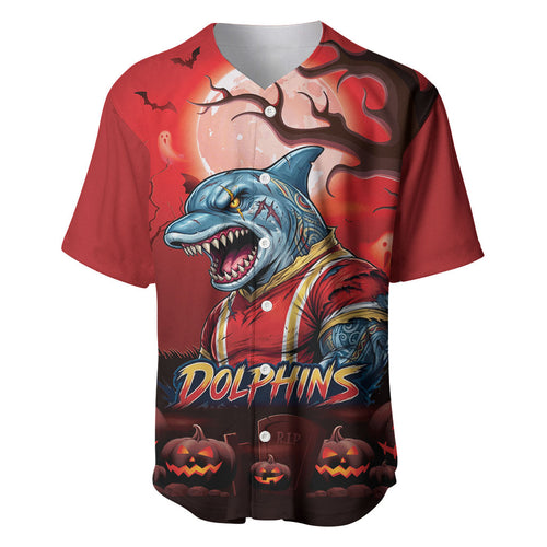 Custom Halloween Redcliffe Dolphins Baseball Jersey Spooky Australia Mascot Rugby