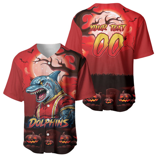 Custom Halloween Redcliffe Dolphins Baseball Jersey Spooky Australia Mascot Rugby