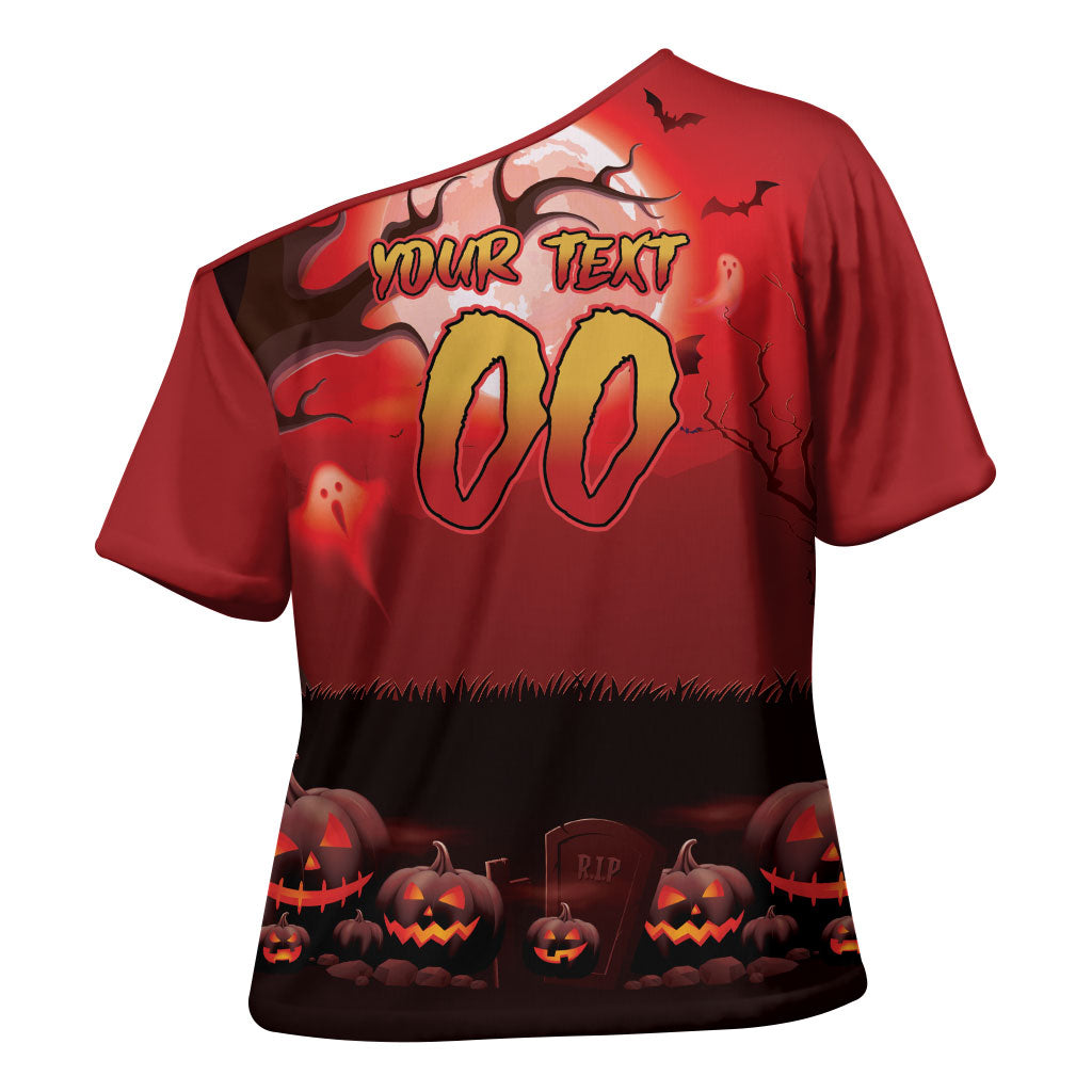 Custom Halloween Redcliffe Dolphins Cross Shoulder Shirt Spooky Australia Mascot Rugby