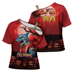 Custom Halloween Redcliffe Dolphins Cross Shoulder Shirt Spooky Australia Mascot Rugby