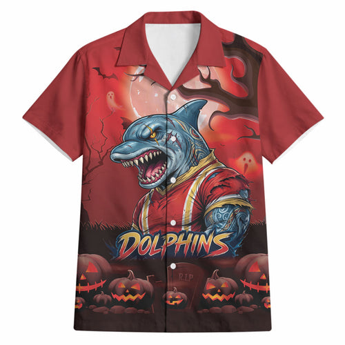 Custom Halloween Redcliffe Dolphins Hawaiian Shirt Spooky Australia Mascot Rugby