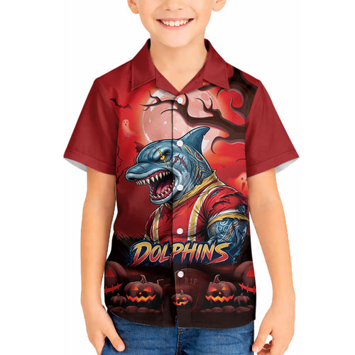 Custom Halloween Redcliffe Dolphins Hawaiian Shirt Spooky Australia Mascot Rugby