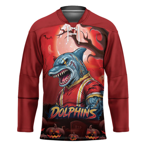 Custom Halloween Redcliffe Dolphins Hockey Jersey Spooky Australia Mascot Rugby