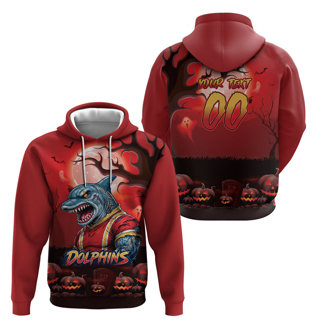 Custom Halloween Redcliffe Dolphins Hoodie Spooky Australia Mascot Rugby