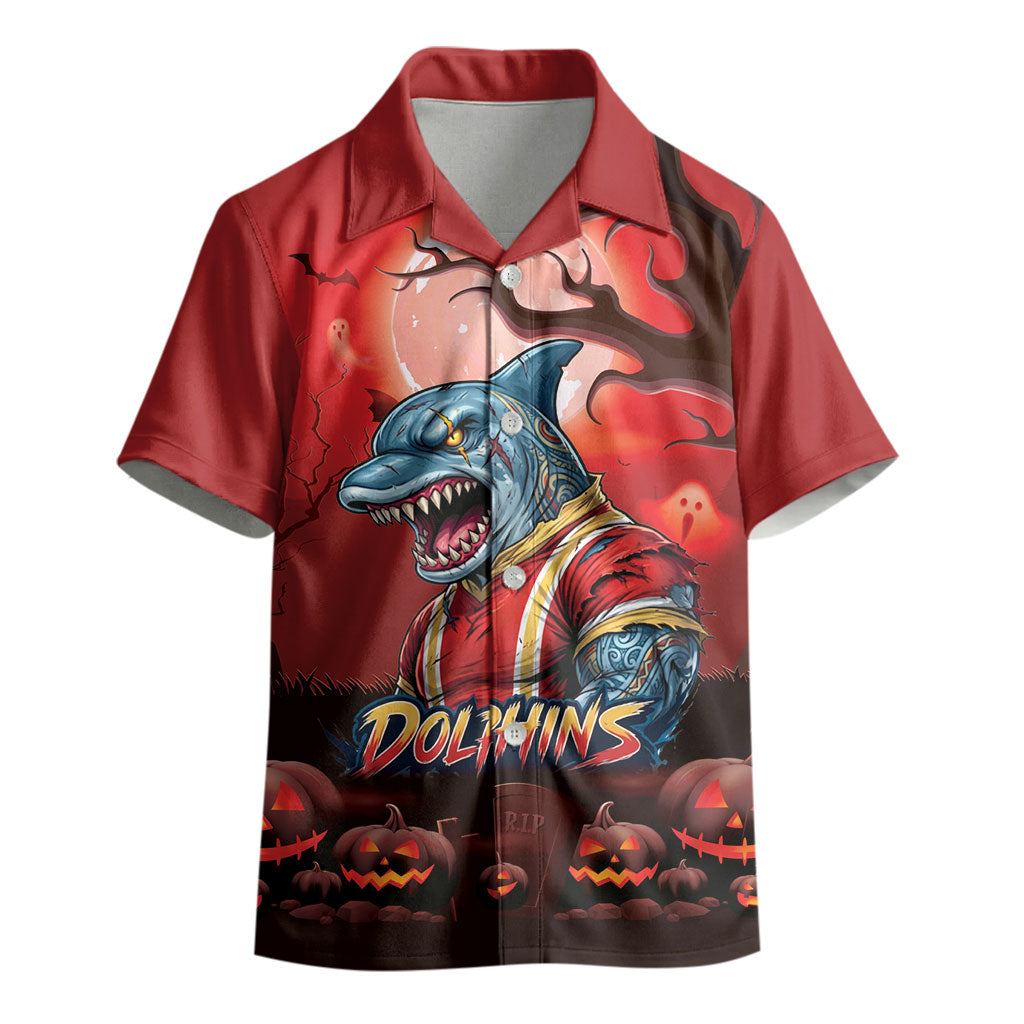 Custom Halloween Redcliffe Dolphins Kid Hawaiian Shirt Spooky Australia Mascot Rugby