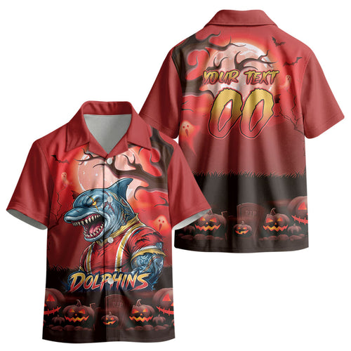 Custom Halloween Redcliffe Dolphins Kid Hawaiian Shirt Spooky Australia Mascot Rugby