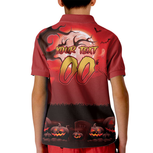 Custom Halloween Redcliffe Dolphins Kid Polo Shirt Spooky Australia Mascot Rugby