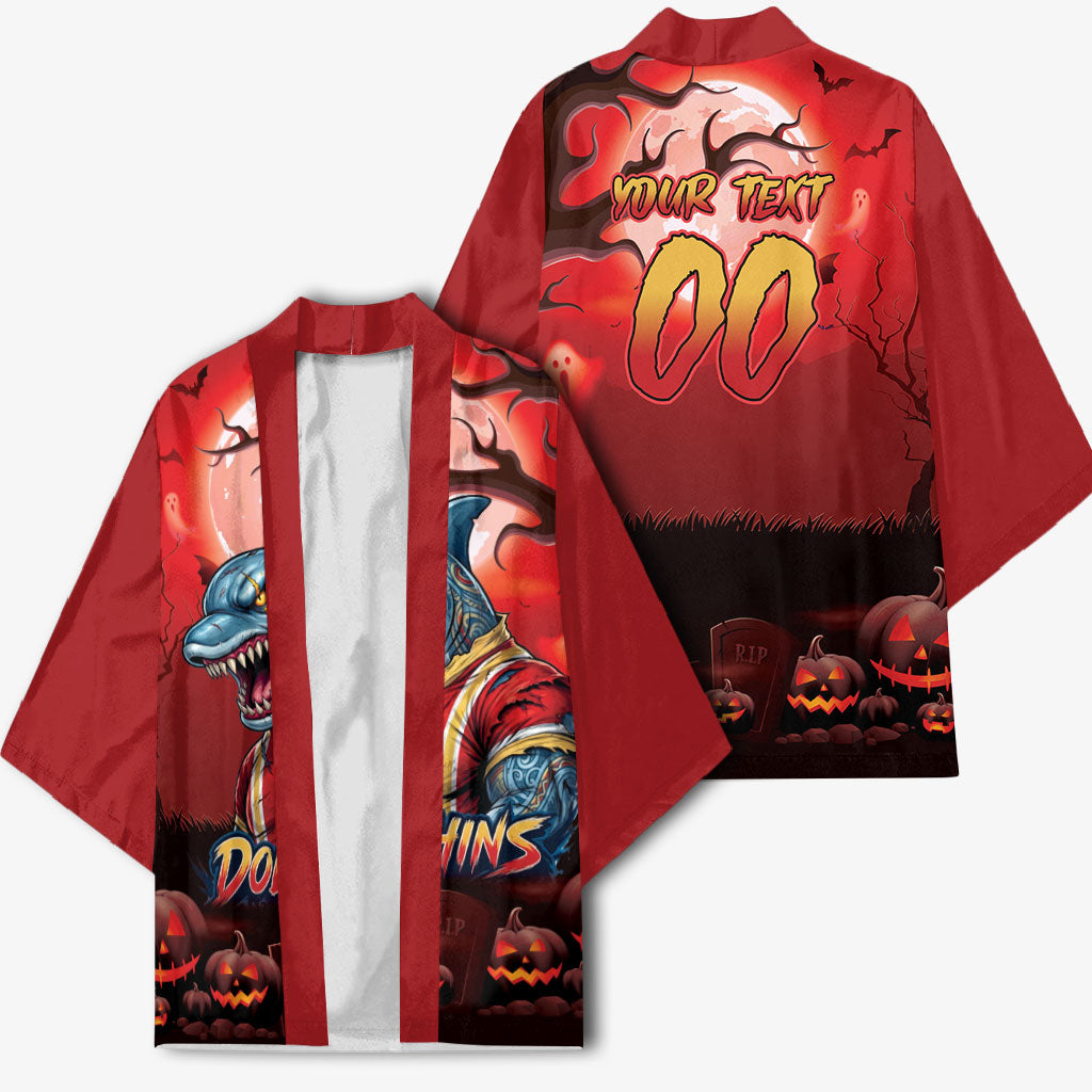 Custom Halloween Redcliffe Dolphins Kimono Spooky Australia Mascot Rugby
