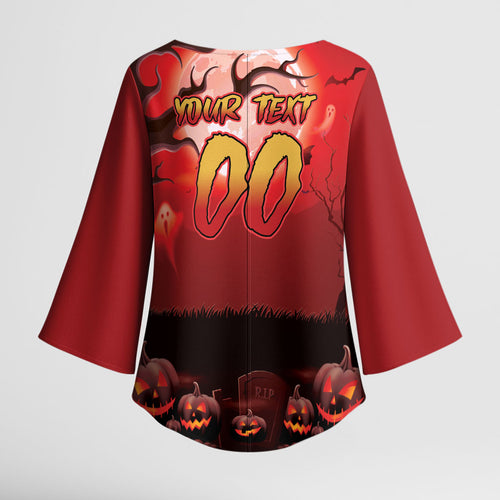 Custom Halloween Redcliffe Dolphins Kimono Sleeve Blouse Spooky Australia Mascot Rugby
