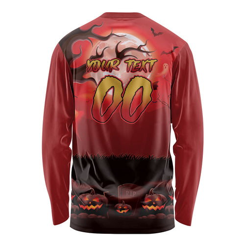 Custom Halloween Redcliffe Dolphins Long Sleeve Shirt Spooky Australia Mascot Rugby