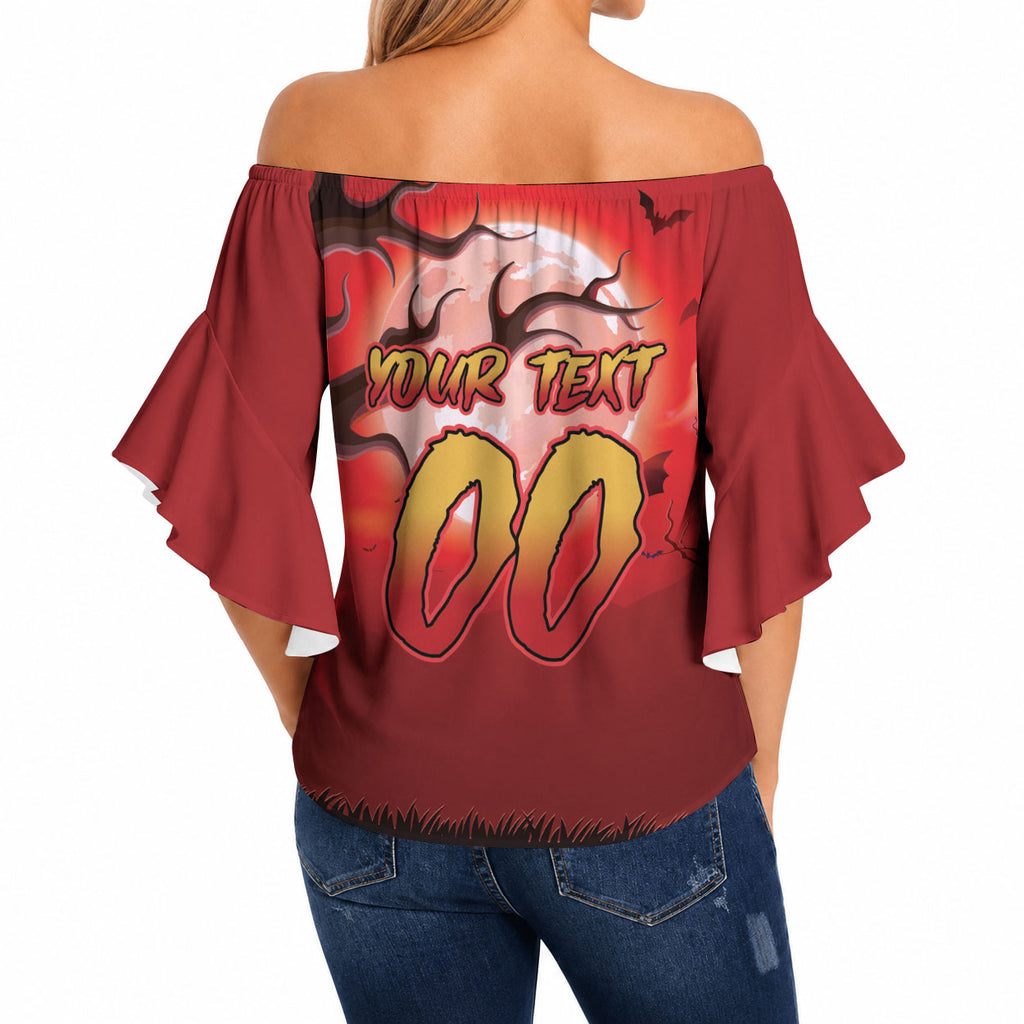 Custom Halloween Redcliffe Dolphins Off Shoulder Wrap Waist Top Spooky Australia Mascot Rugby