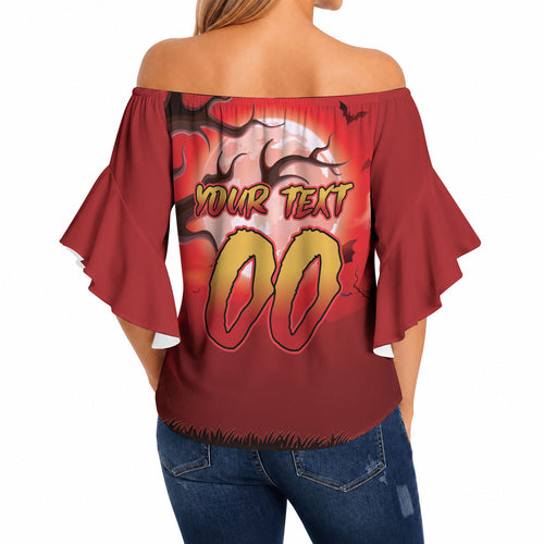 Custom Halloween Redcliffe Dolphins Off Shoulder Wrap Waist Top Spooky Australia Mascot Rugby