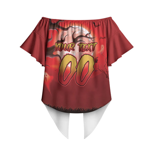 Custom Halloween Redcliffe Dolphins Off Shoulder Wrap Waist Top Spooky Australia Mascot Rugby