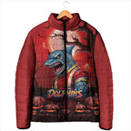 Custom Halloween Redcliffe Dolphins Padded Jacket Spooky Australia Mascot Rugby
