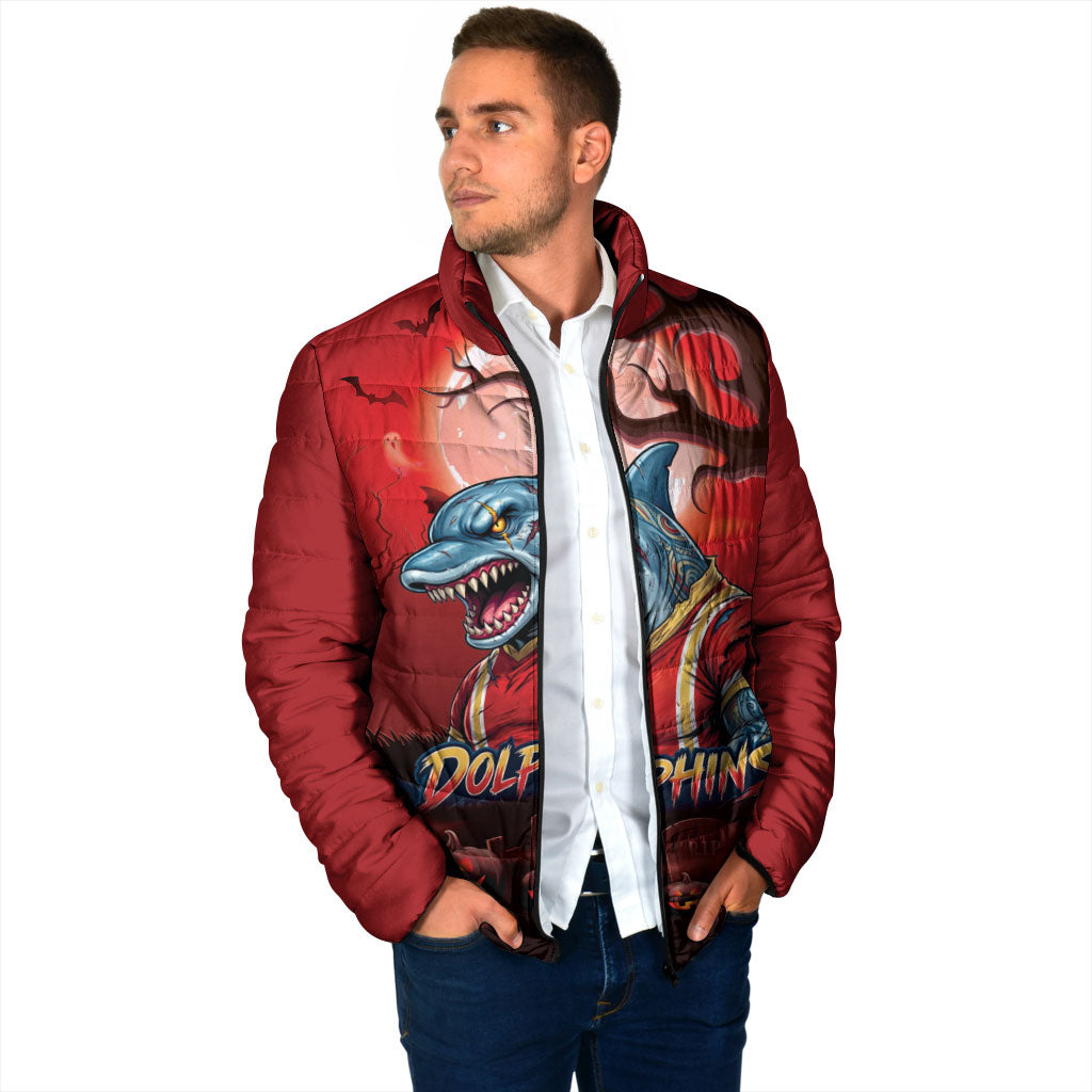 Custom Halloween Redcliffe Dolphins Padded Jacket Spooky Australia Mascot Rugby