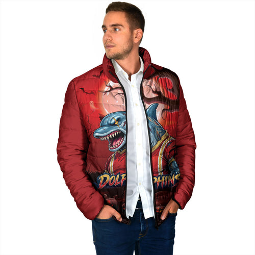 Custom Halloween Redcliffe Dolphins Padded Jacket Spooky Australia Mascot Rugby
